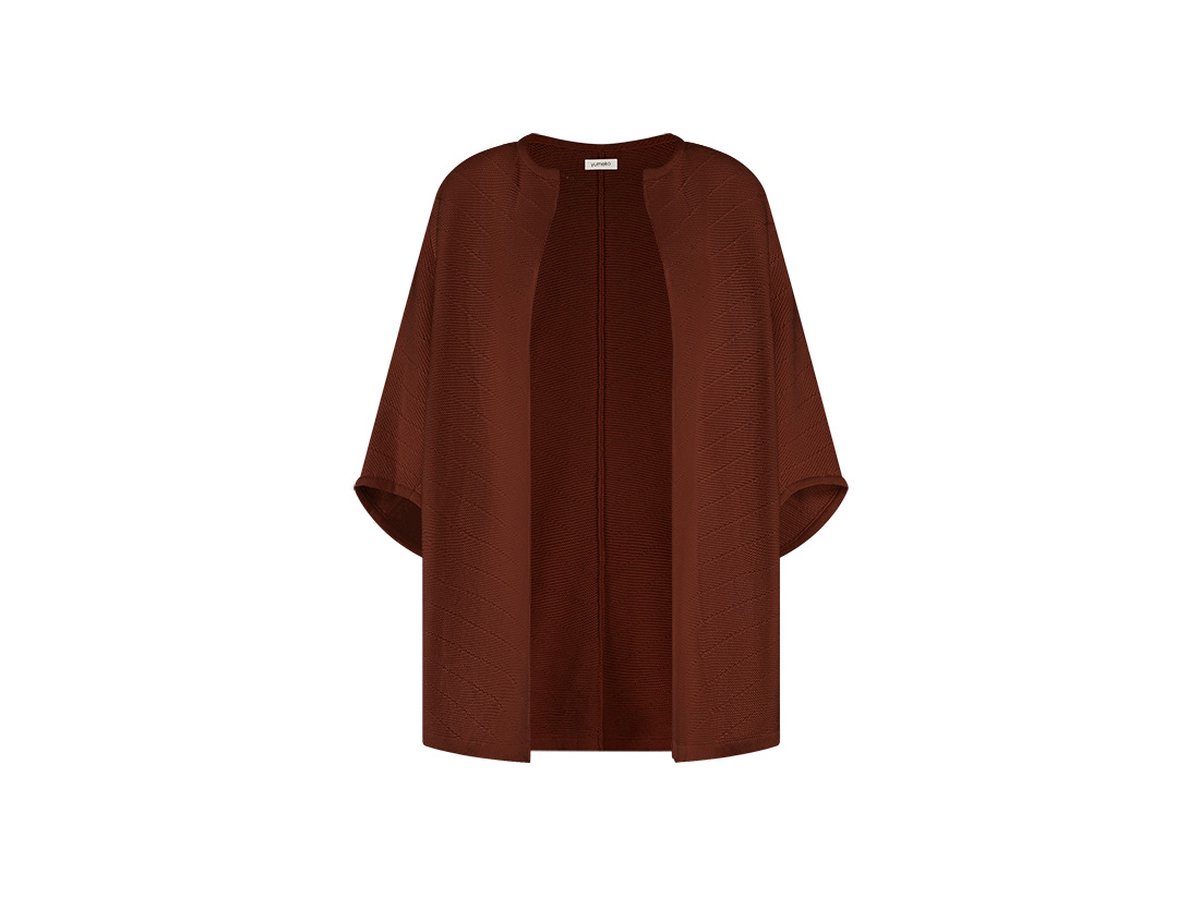 Yumeko kimono vest gebreid katoen cinnamon bruin