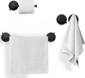 Luxor Home® Badkamer Set Zuignap RVS - Handdoekrek - Handdoekhaakjes - Toiletrolhouder - Niet Boren