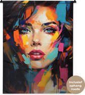 Wandkleed 90x120 cm - Wanddoek Vrouw - Portret - Kleurrijk - Kunst - Wandtapijt - Wandkleden
