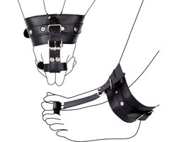 Enkel en tenen bondage – Zwart - Faux Lederen Handboeien – BDSM boeien - Been vastbinden