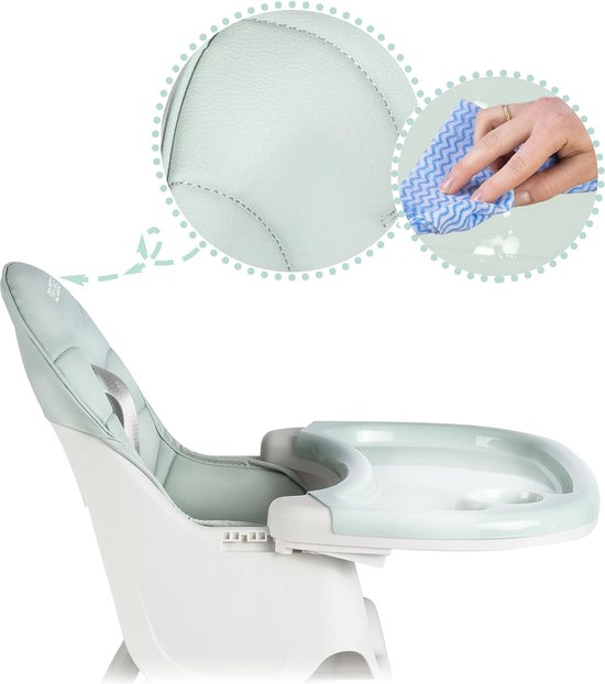 Hoge kinderstoel met afneembaar dienblad voor baby's - Groene kinderstoel, eenvoudig schoon te maken, vanaf de geboorte van Hoge — afbeelding 5
