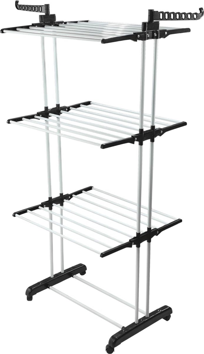 Ruimtebesparende verticale wasdroger met 6 opvouwbare vleugels en 3 niveaus