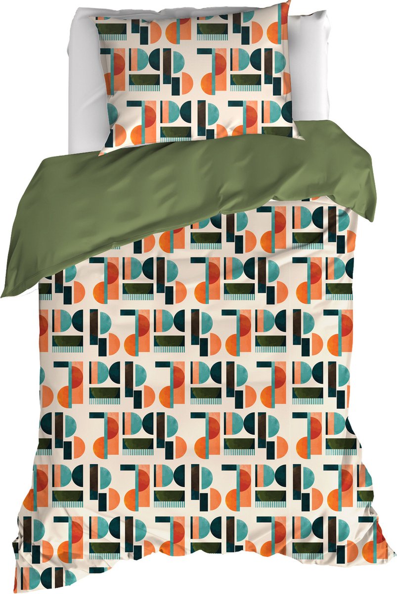 De Witte Lietaer Dekbedovertrek Lisboa, Grenoble Green - 140 x 200/220 - Katoen Percal Groen