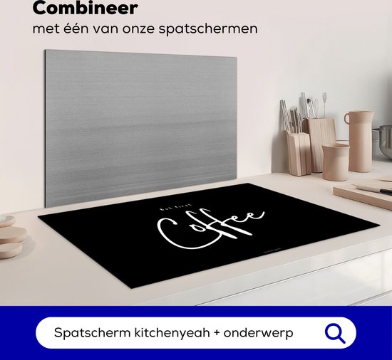 KitchenYeah® Protection plaque induction 85x52 cm - Noir - Citation - Mais d'abord le café - Protege plaque de cuisson - Couvre plaque induction - Protecteur d'induction - Cuisine