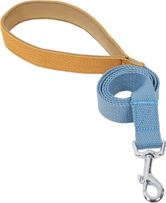 Korte hondenlijn – blauw/lichtbruin – multifunctioneel – 20 mm x 120 cm