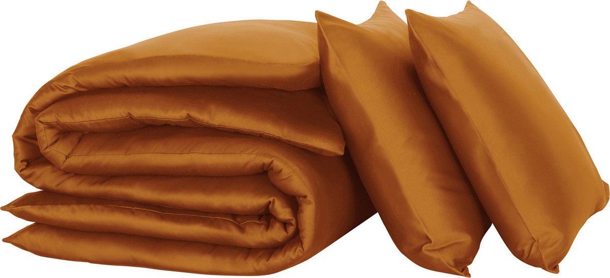 De Witte Lietaer Dekbedovertrek Olivia, Copper - Tweepersoons - 200 x 200/220 cm - Katoen Satijn