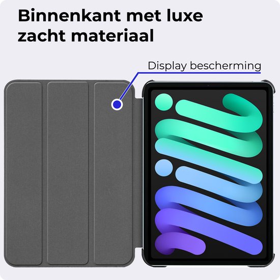 Étui adapté pour iPad Mini 7 Case Book Case Case à trois volets avec protecteur d'écran - Étui adapté pour iPad Mini 2024 Case Bookcase - Blocs