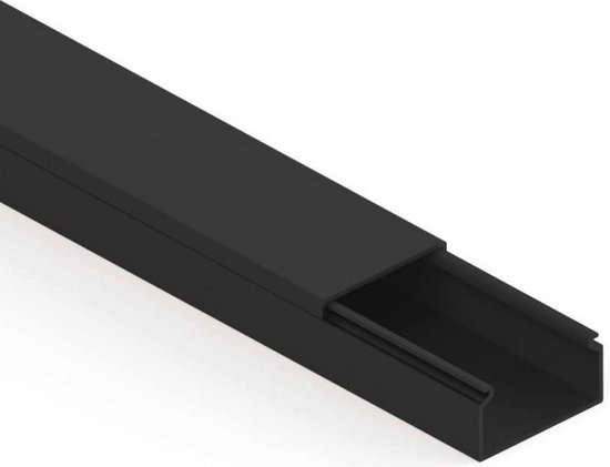 Eleganca Goulotte de Câbles - 200 cm - 5 Pièces - Gestion des Câbles - Bande de Tuyau 35x15 mm - Autocollante - Bureau Organisateur de Câbles - Entrée de Câble - Zwart