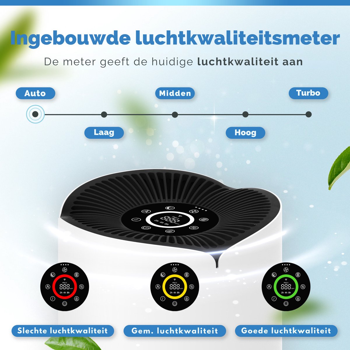 Vibrix PureFlow30 Luchtreiniger / Air Purifier – HEPA H13 + koolstoffilter – 180 m³/u – Voor kamers tot 30 m² – Ionisator – App-bediening – Zeer stil met slaapstand – Luchtkwaliteitindicator — afbeelding 6