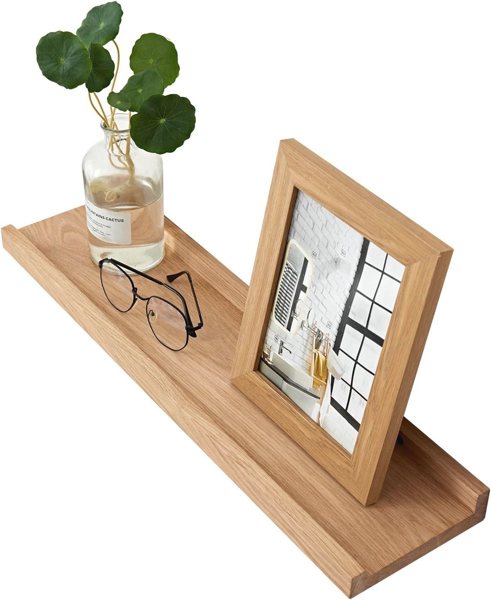 Recogwood Drijvende planken van massief eiken - 30 cm wandmontage, onzichtbare houten wandplank, foto ligplanken voor slaapkamer, woonkamer, keuken, badkamer, thuiskantoor