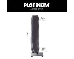 Platinum AeroCover - Zweefparasolhoes – H250x55/60cm – tot Ø 3,5m en 3x3m - Met rits en stok - Ademend – Waterproof – Hoge kleurechtheid