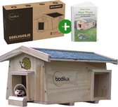 Bodilux® Maison hérisson - Maison hérisson imperméable - Maison hérisson étanche avec fond - Maison hérisson bois