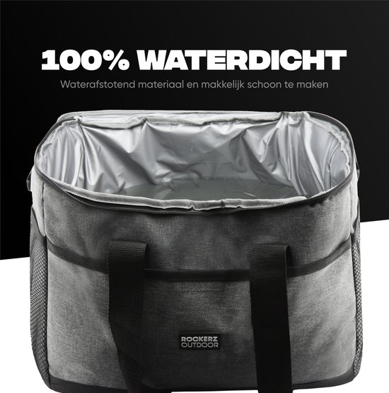 Rockerz Plein air - Sac isotherme - Lunch Bag 30 litres - Grijs - Incl 2 éléments de Éléments de refroidissement
