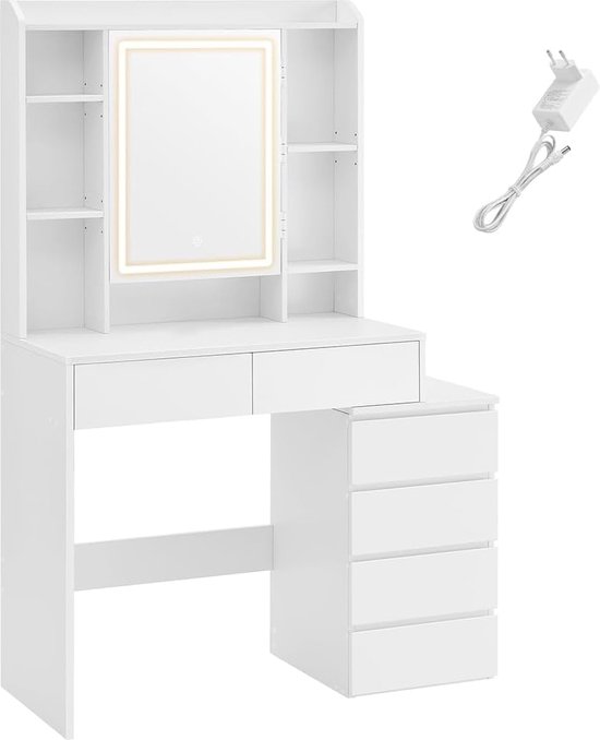 HOMCOM Make-uptafel met ledverlichting, kaptafel met