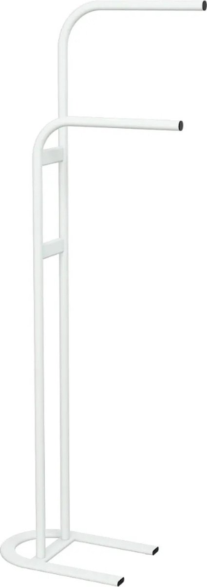 Handdoekrek Staand - 2 Rails - Handdoekstang - Handdoekenrek Badkamer - Handdoekhouder Vrijstaand - Metaal - Wit - Design