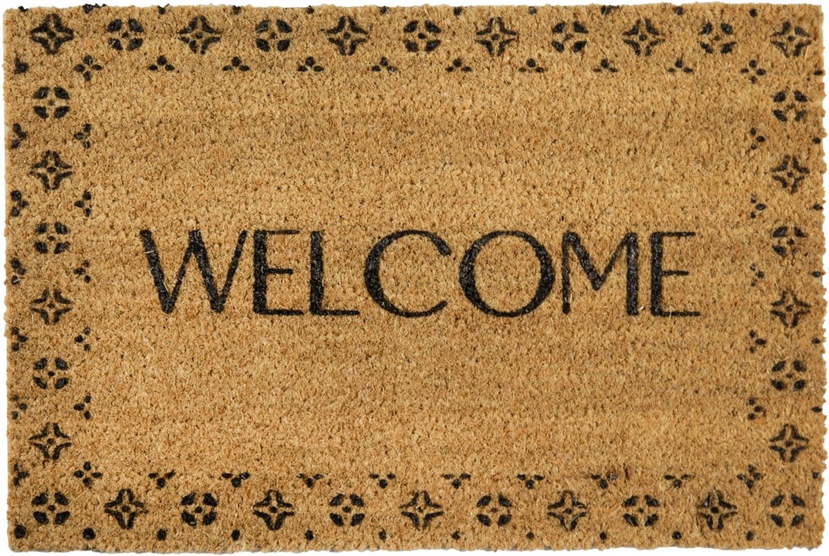 MD-Entree MD Entree - Deurmat - Kokosmat - Finesse - Stars Welcome - 40 x 60 cm Bruin
