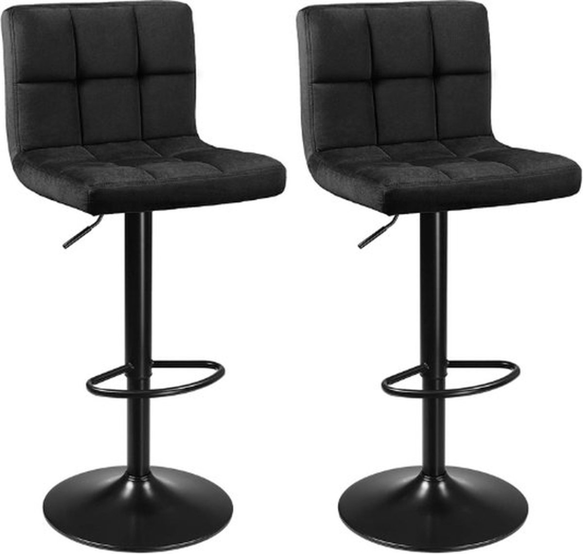 Thuys – Luxe Barkrukken – Set van 2 – Barstoel – Hoogte Verstelbaar – Make Up Stoel – Industrieel – Fluwelen Zitting – Stijlvol Design – Zwart
