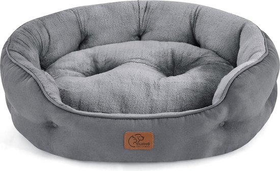 KingDog Honden- en kattenbed met twee kussens, hondenkussen, hondenmand, huisdierbed, wasbaar, waterdicht pvc-materiaal, S, 55 x 45 cm (lichtgrijs