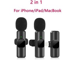 Nieuwe Draadloze Lavalier Microfoon Draagbare Audio Video Opname Mini Mic Voor Iphone Live Broadcast Gaming Telefoon Mic For IOS 2in1