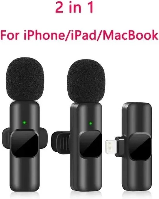 Nieuwe Draadloze Lavalier Microfoon Draagbare Audio Video Opname Mini Mic Voor Iphone Live Broadcast Gaming Telefoon Mic For IOS 2in1