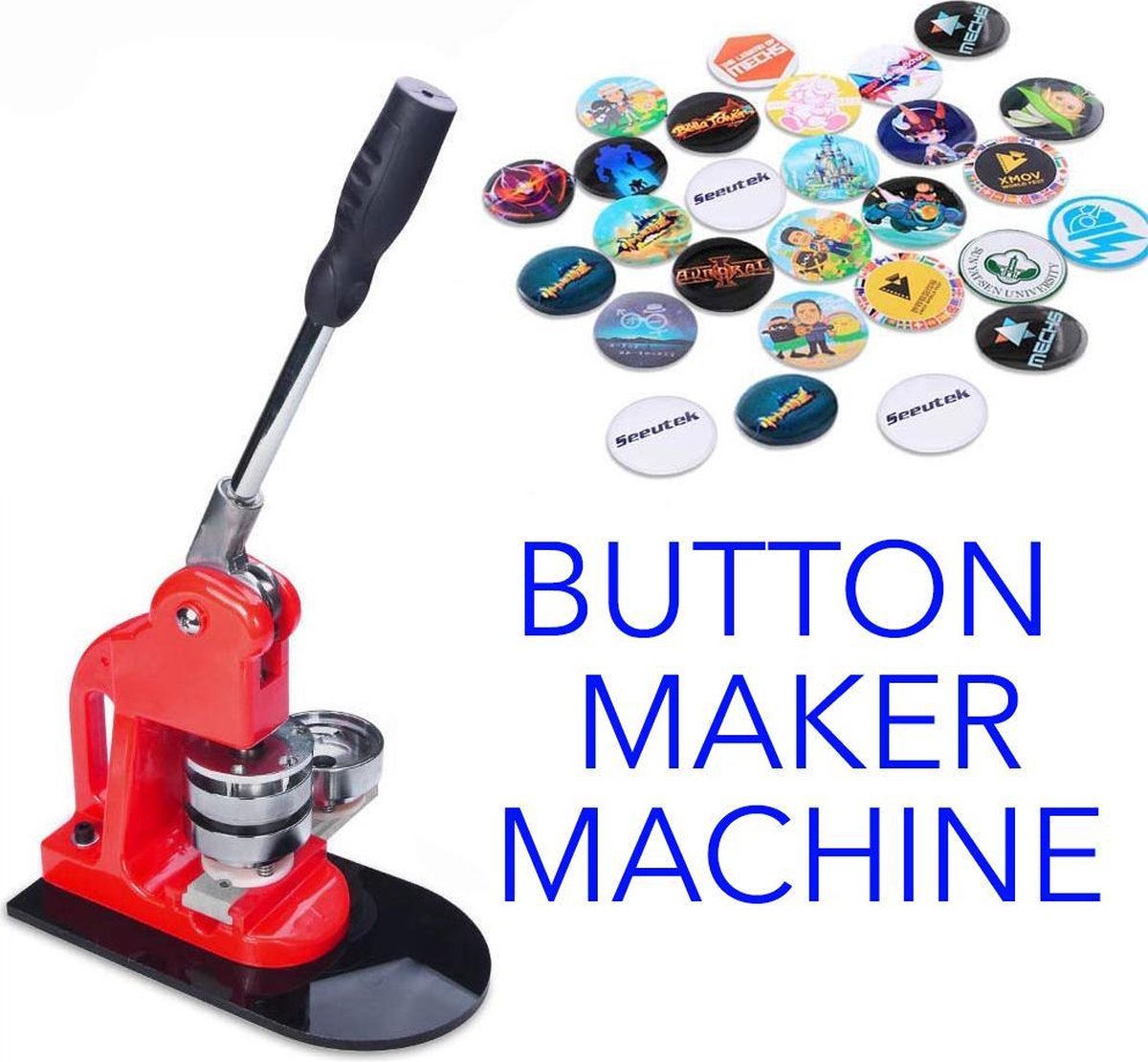 Vergelijkbaar Eerder Oppervlakte Button Badge Maker Machine met knoponderdelen en cirkelsnijder Button Maker  | bol.com