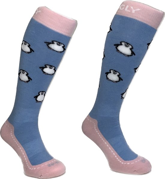 Hingly Chaussettes de ski Penguin Ski Blauw- Rose 35-38