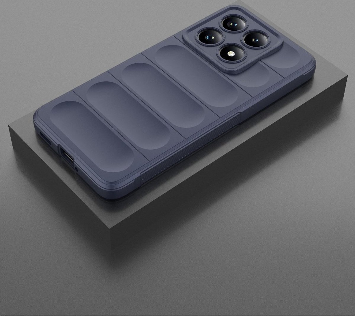 Mobigear Hoesje geschikt voor Xiaomi 14T Telefoonhoesje Flexibel TPU | Mobigear Bumpy Backcover | 14T Case | Back Cover - Donkerblauw