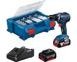 Bosch GSR 18V-55 Schroefmachine - Incl. accessoire set - Met 2x 18V accu's en lader