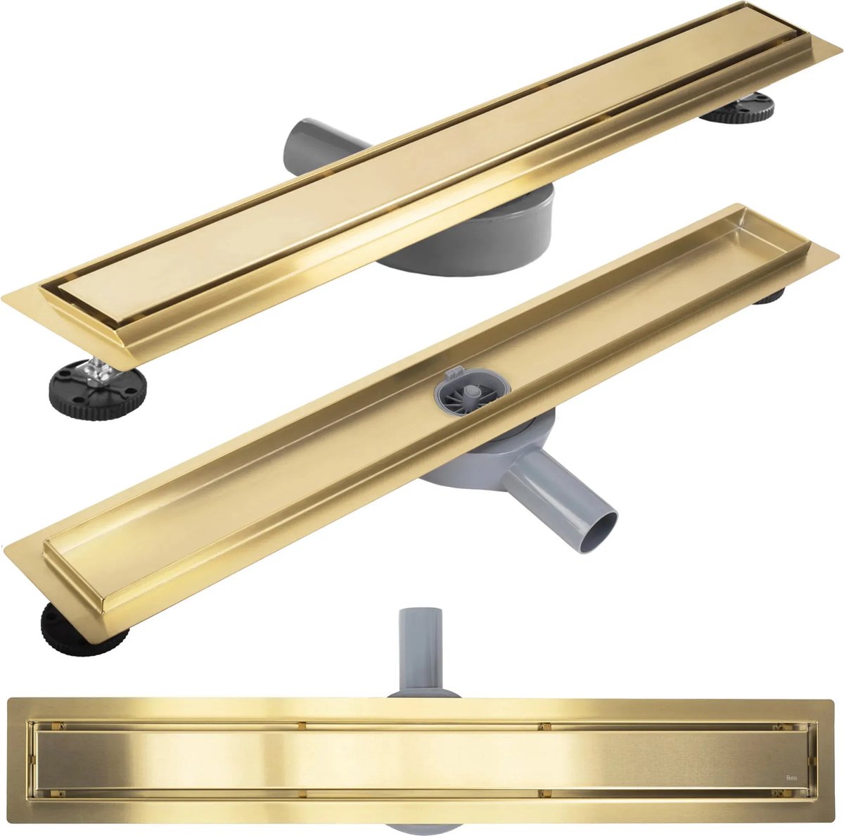 Rea Neox Pro - Lineaire afvoer - douchegoot - Geborsteld Goud - 80 cm
