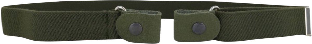 Gesploze Riem | Elastische Riem zonder gesp | Gespvrije Riem | 3cm breed | Riemmaat: one size fits all | 100% echt leer | Kleur: olijfgroen