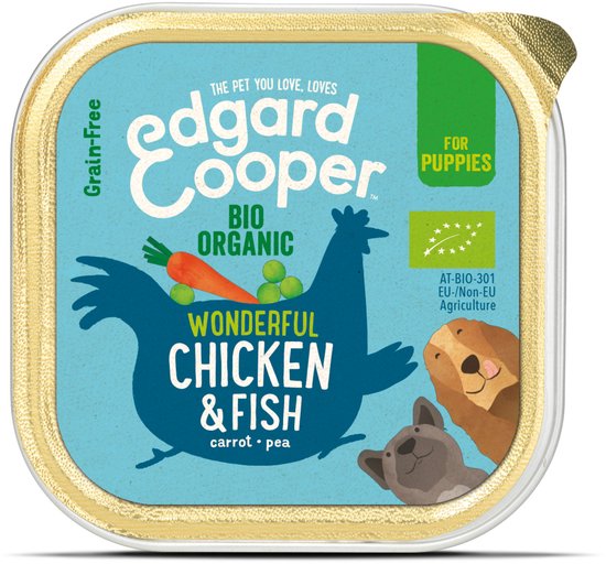 Edgard & Cooper Biologische Kip & Vis Kuipje - Voor Puppy's - Hondenvoer - 100g NL-BIO-01