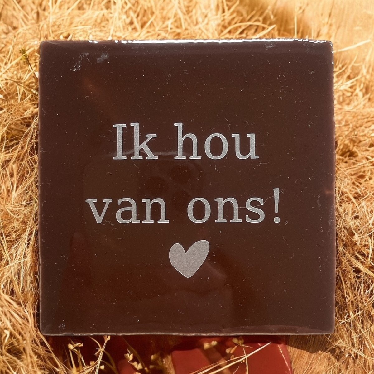 Hip Tegeltje met tekst-Ik hou van ons-Bruin-Spreuk-Cadeau-Kado-Sint-Kerst-Zomaar-Verjaardag