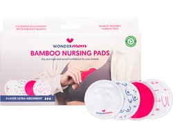 Zoogcompressen Wondermom Bamboo wasbare Zoogkompressen - [8ST] - [voorkomt doorlekken] - [borstvoeding] - [ultra ademend] - 8 stuks