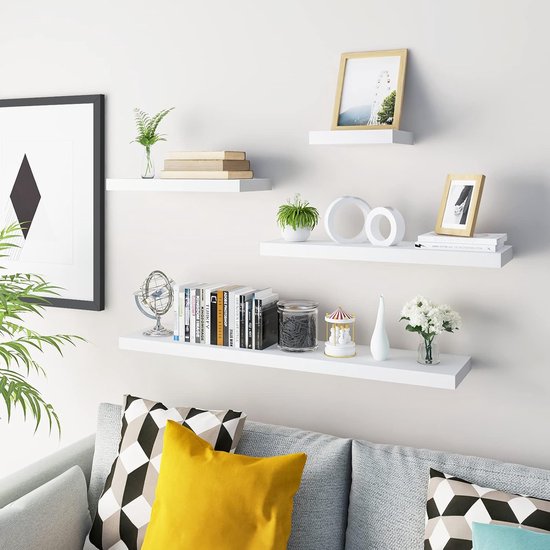 LOFTPLUS Wit Zwevende Wandrek Planken Set Van 2 - Acryl Wandplank Voor