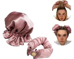 Hitteloze kruller - Satijnen Haarkruller - Haarrollers - Hittevrije Krullen - Haarkruller - Krulspelden - Roze - LOUZIR
