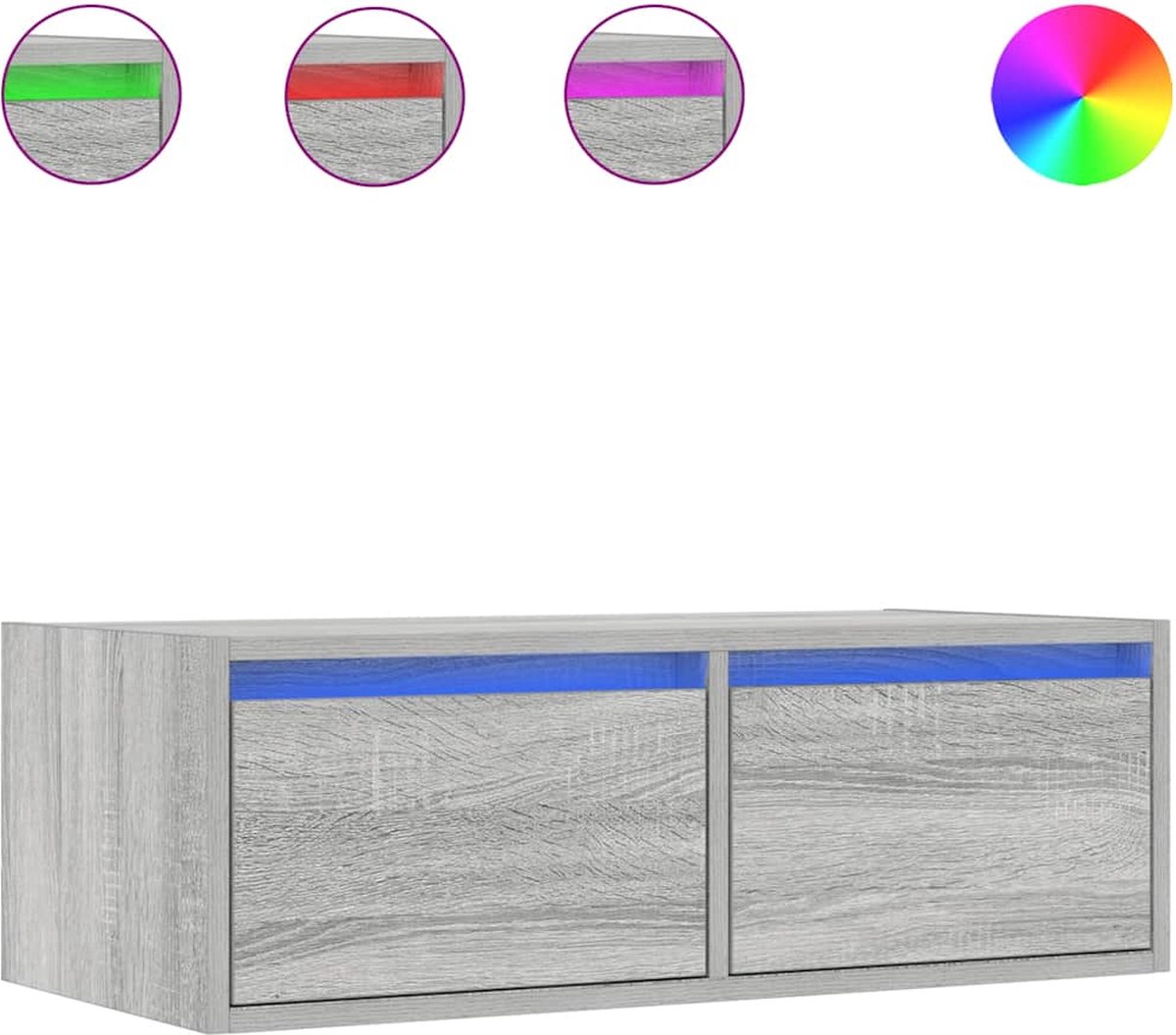 vidaXL - Tv-meubel - met - LED-verlichting - 75x35,5x25 - cm - grijs - sonoma - eiken