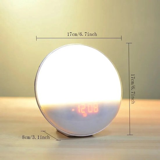 Bloominggoods® Wake-Up Light - Wekker - Alarm - Digitale Klok - Nachtlamp - Radio - USB Oplader - Snooze Functie - 7 Natuurgeluiden - Wit van Bloom — afbeelding 3