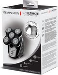 Verpakking van de Remington RX5 Ultimate Headshaver met een afbeelding van het zwarte scheerapparaat met 5 scheerkoppen en een scheerend hoofd.