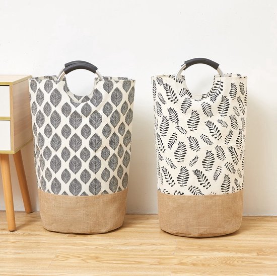 Bera Home Panier à Linge Set de 2 - Paniers à Paniers à linge Pliables - Sac à Linge Pliable - 31x58cm - 2x43 Litres - Support à Tuyaux en Fer - Solution de Lavage Pratique