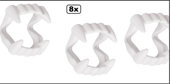 8x Vampier gebit wit - Halloween horror griezel duivel dracula festival thema feest