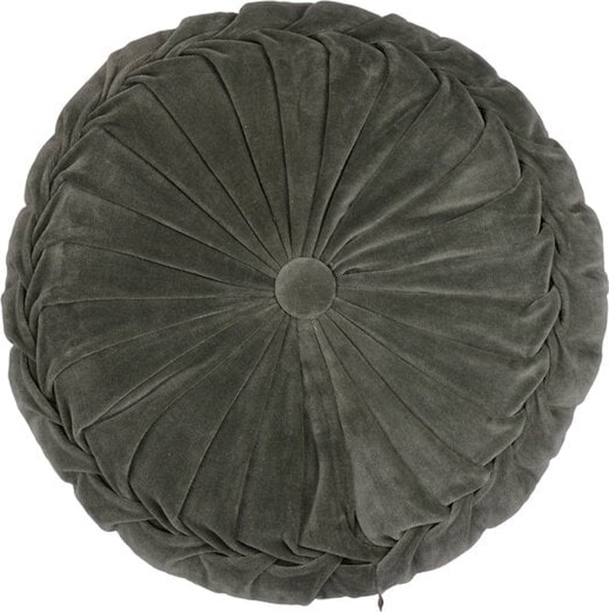 Linen & More Kanan Velvet - rond sierkussen - groen - 40 x 40 cm groen grijs