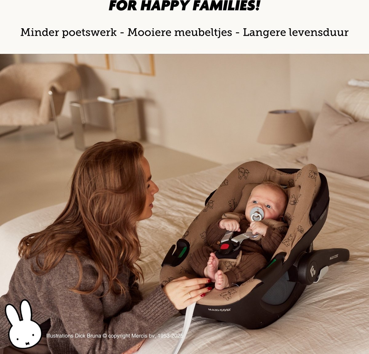 Ukje-Nijntje Newborn Hoes Tripp Trapp geschikt voor Stokke Tripp Trapp Newborn Set - Oud model met diep bakje - Premium Kwaliteit - Perfecte Pasvorm - Beschermt je Stoel - Makkelijk Wasbaar - Zacht Katoen - Taupe Nijntje – foto 5