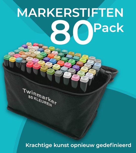 Markeerstiften – Dual-Tip Markers – Twinmarkers – Alcohol Markers – Kleurstiften – Stiften voor Volwassenen – Etui – 80 Stuks