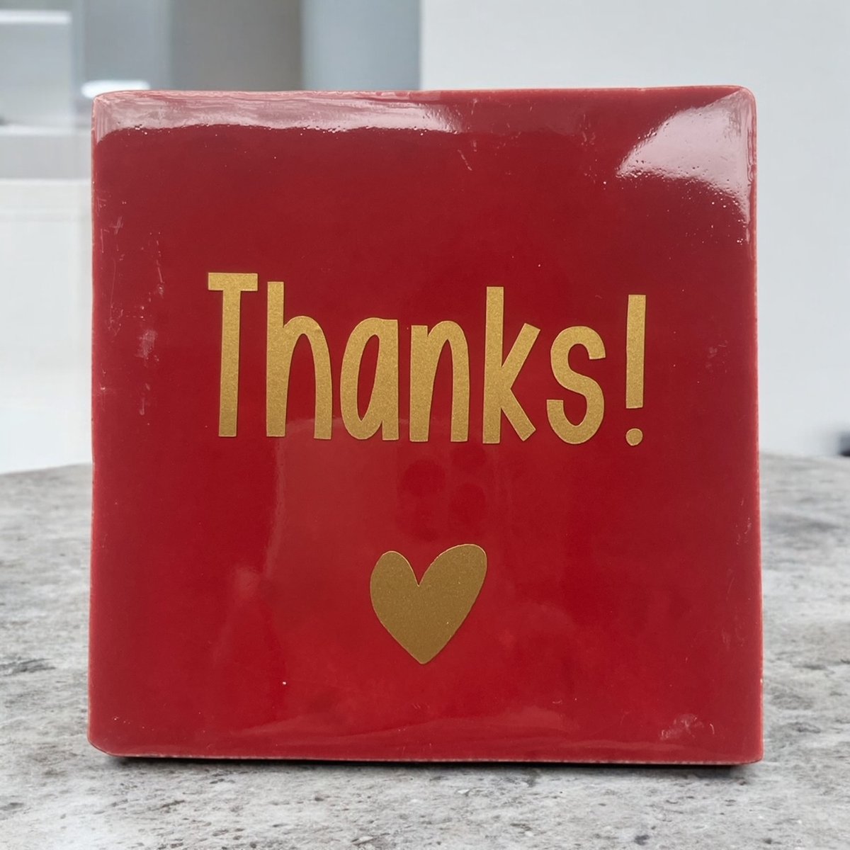Hip Tegeltje met Tekst-Thanks!-Rood-Spreuk-Cadeau-Geschenk-Gift-Kado-Bedankt-Bedankje