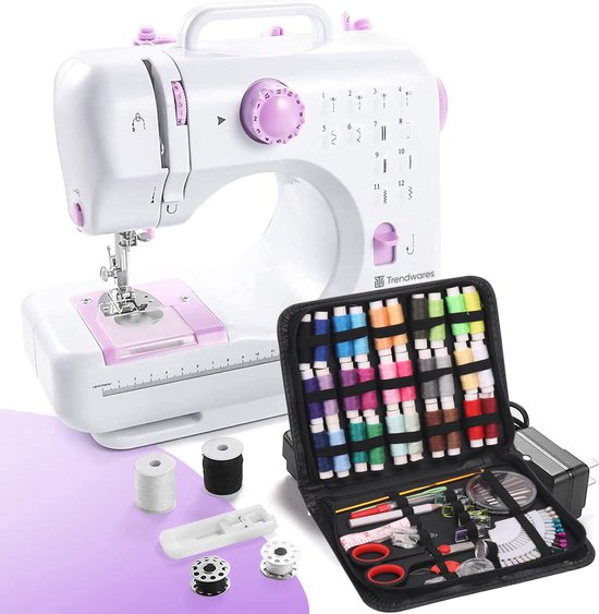 Trendwares Naaimachine SM-505 - 12-patronen - Adapter of Batterijen - Incl. Opbergtas met garen en accessoires