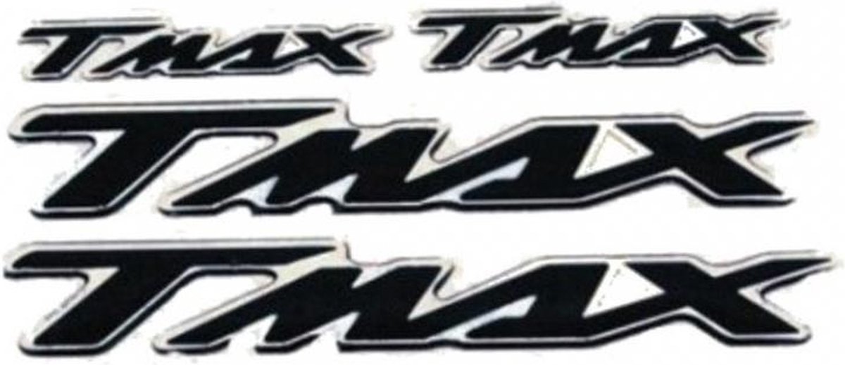 set van 4 stickers kleur zwart chroom één voor scooter yamaha tmax nieuw