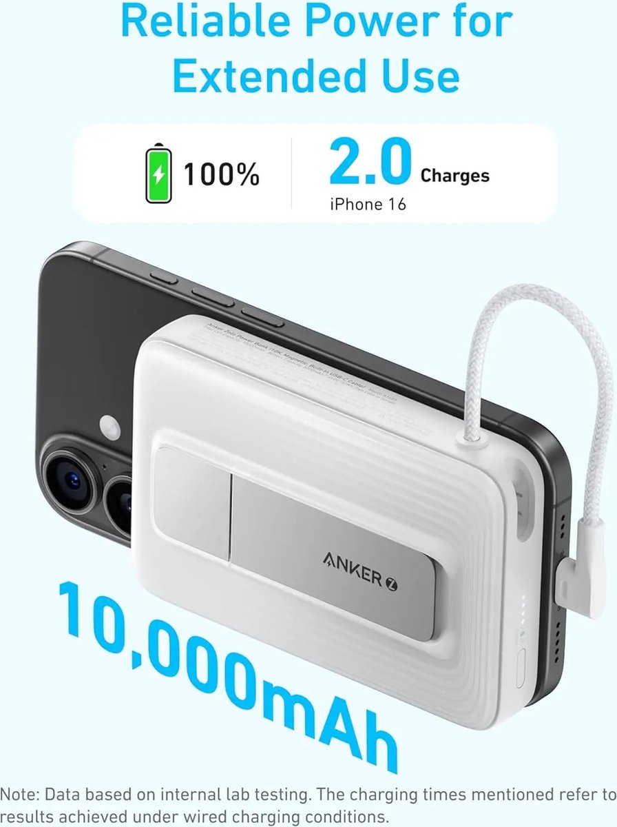 Anker Zolo Magnetische Powerbank 10000mAh Draadloos Roze - afbeelding 3