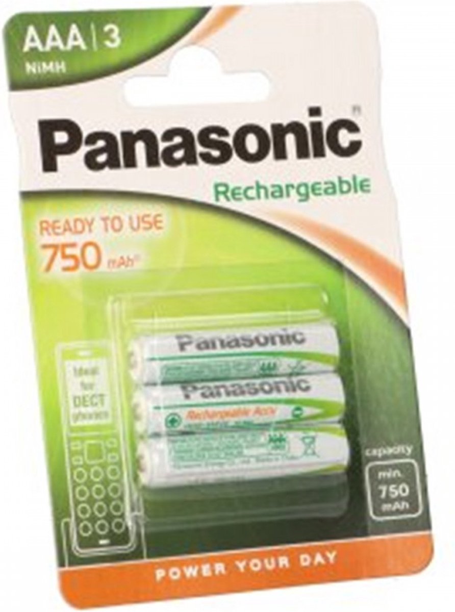 Panasonic AAA 750mAh NiMH 3-BL DECT Nikkel Metaal Hydride 800mAh 1.2V oplaadbare batterij/accu