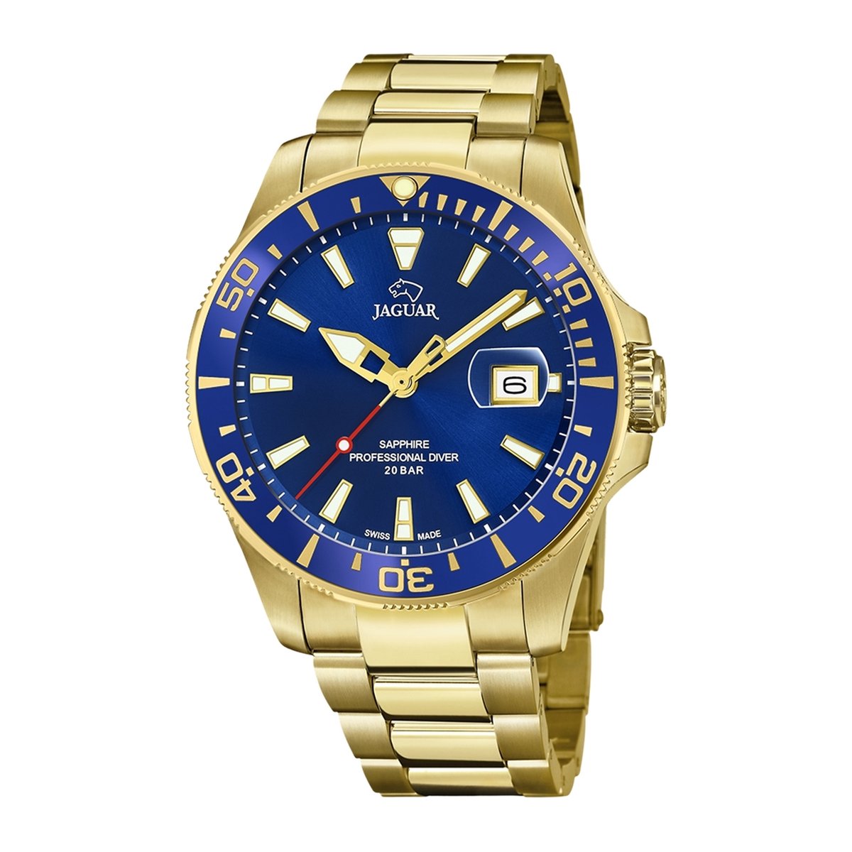 Jaguar J877-1 Heren Horloge - Chronograaf - Saffierglas - Roestvrijstaal-Staal - Bruin - Ø 43.5 mm - Quartz - Vouw-Vlindersluiting - 20 ATM (duiken)