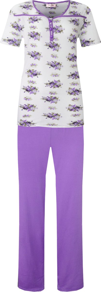 Dames pyjama gebloemd korte mouw paars XXXL